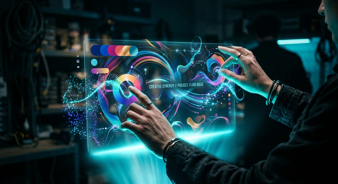 Designer at work — exploring brand worlds on a translucent display